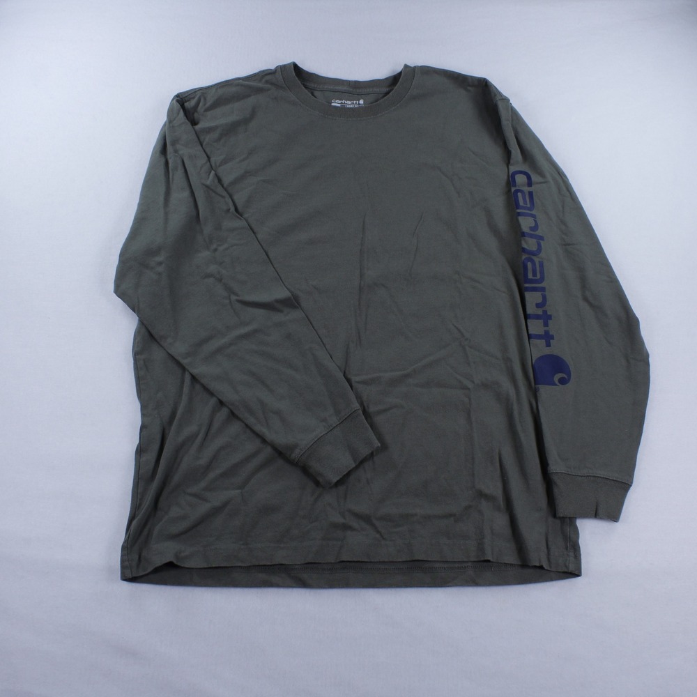 Carhartt K231 Loose Fit Long Sleeve Logo Graphic T-Shirt Men's L Dark Olive